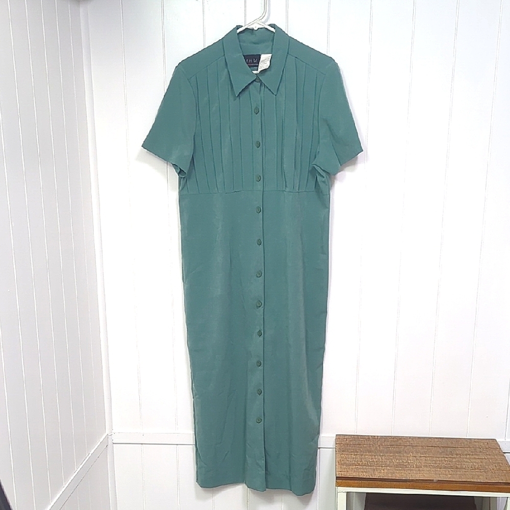 Vintage Bag Kept MHM Melissa Harper Elegant Green Midi Dress